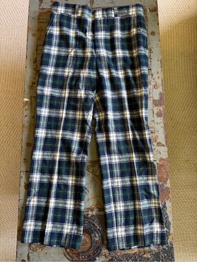 Pendleton Men's Plaid Trousers - Navy, Green, & White w/ Pockets